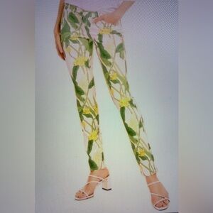 J. McLaughlin Green and Yellow Floral Straight Leg Pants. Casual pants. Size 10